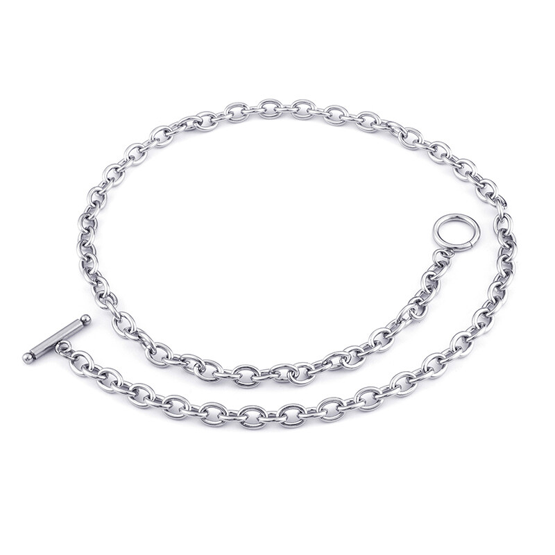 GNAYY 8mm 24” stainless steel Silver Smooth Oval Chain necklace Modern Bling