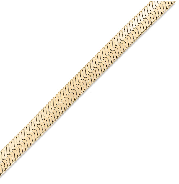 Stainless Steel 5.5mm Herringbone Flat Chain Classic 20″ Necklace Gold Plated