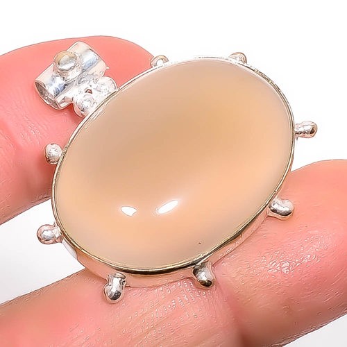 Natural Chalcedony – Brazil Gemstone 925 Silver Plated Pendant 1.17″ P7349-28