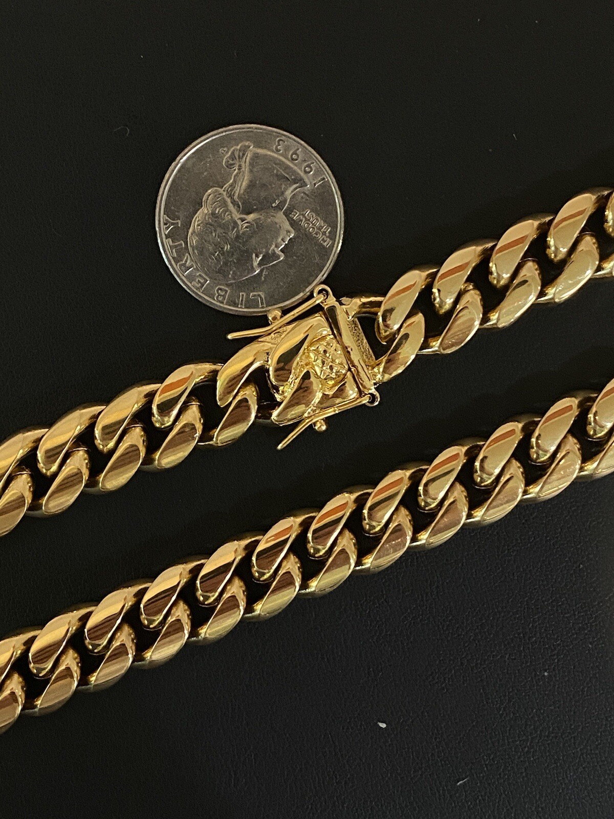 12mm Mens Miami Cuban Link 18k Gold Plated Stainless Real Hip Hop Chain Necklace