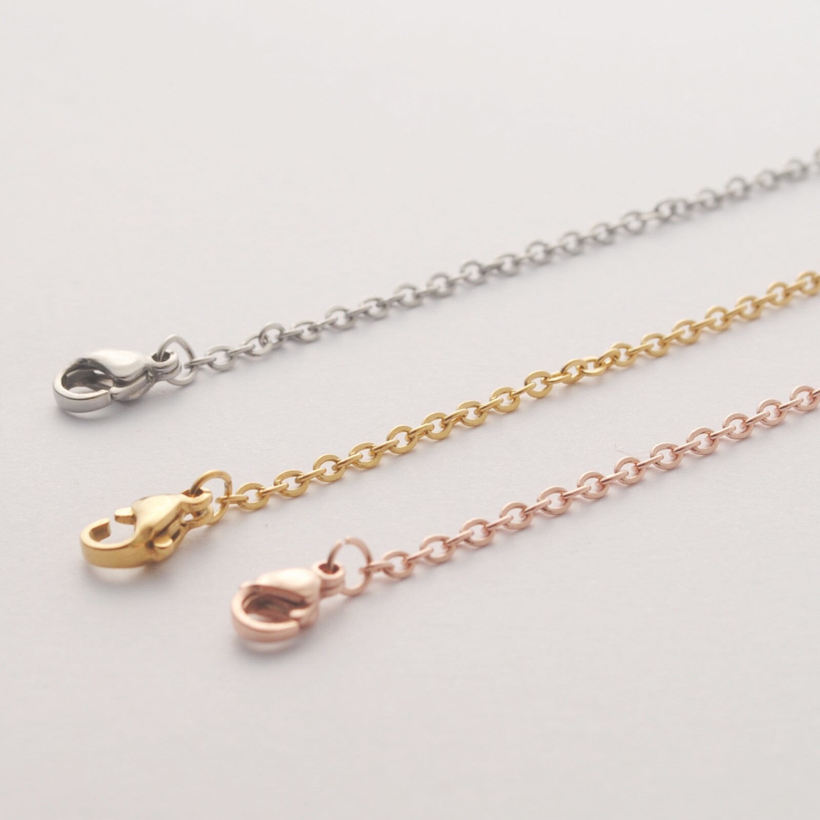 1.5mm-3mm Stainless Steel Silver Gold Black Rolo Link Chain Necklace Wholesale