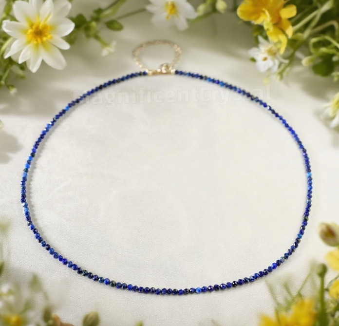 Natural Lapis Lazuli Choker Healing Blue Gemstone Necklace Healing Jewelry Gifts