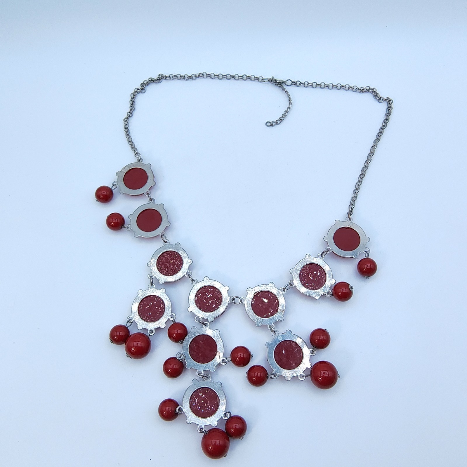 Bold Red Bubble Bib Statement Necklace Y2K Retro Maximalist Chunky Color Pop