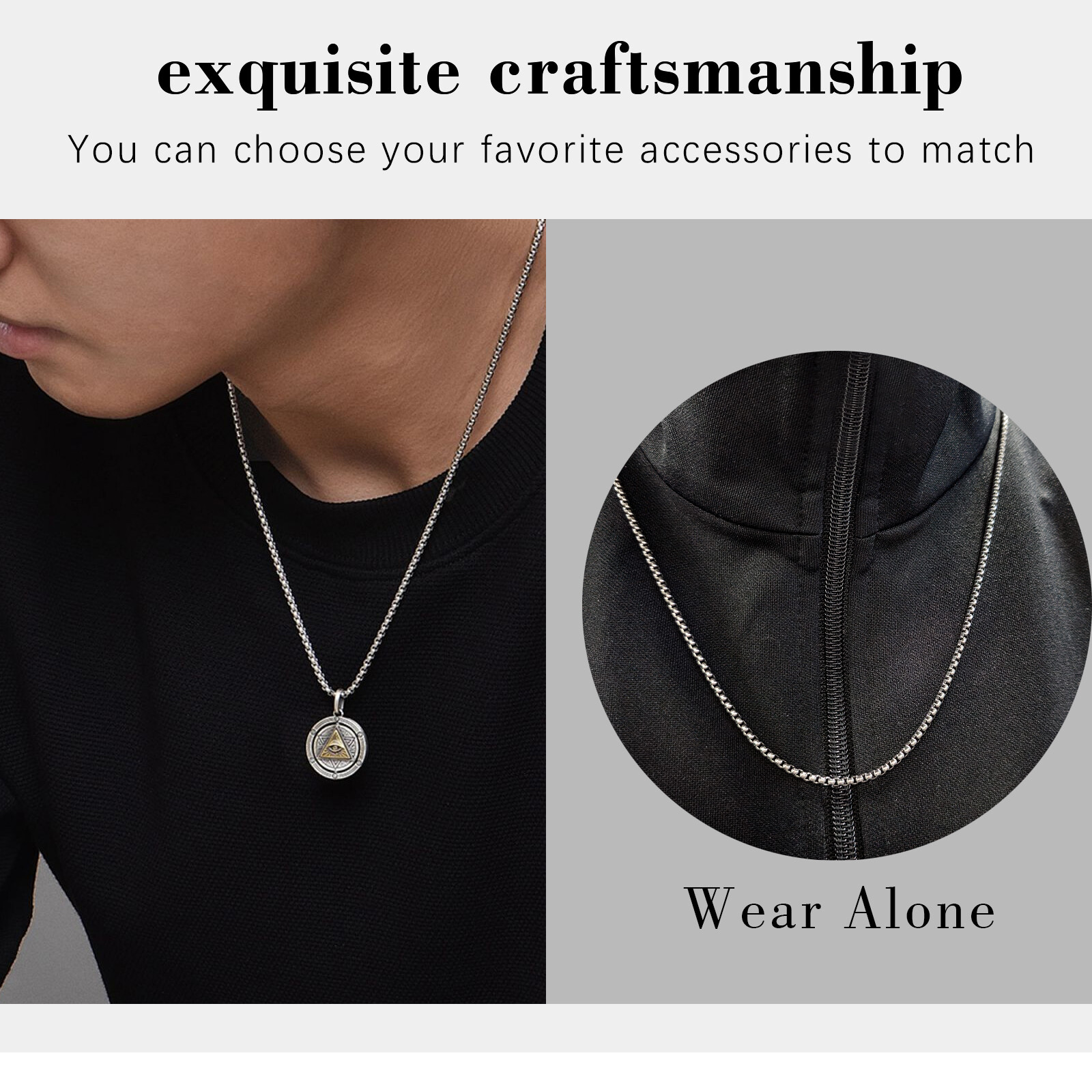 Square Rolo Chain Men’s Chain Fashion Necklace Sliver Fashion Chain Comfort Fit