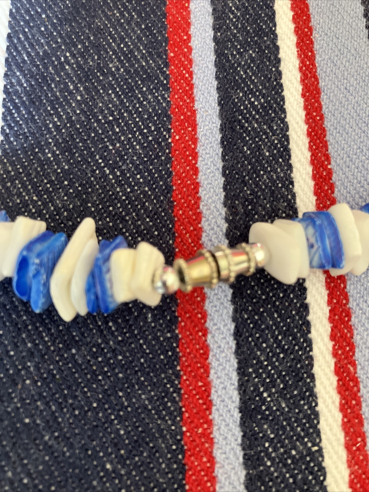 Adult Unisex Blue & White Puka Bead Necklace From Hawaii