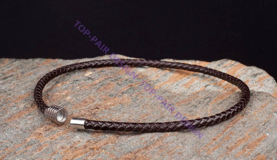 2pcs Polished Magnet Stainless Steel Clasp 6mm Leather Braided Choker Necklace
