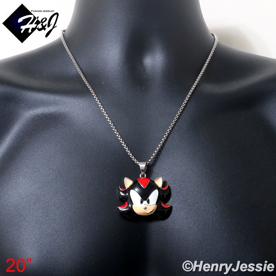 18″-36″MEN Stainless Steel 3mm Silver Box Chain SHADOW Cartoon Pendant*P153