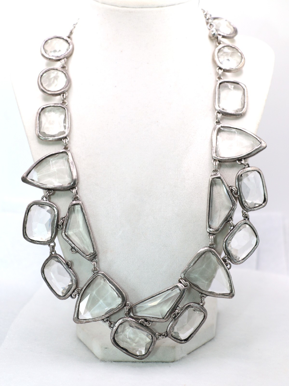 Victoria Tane Glass Geometric Various Shapes Silver Chain Modern Necklace