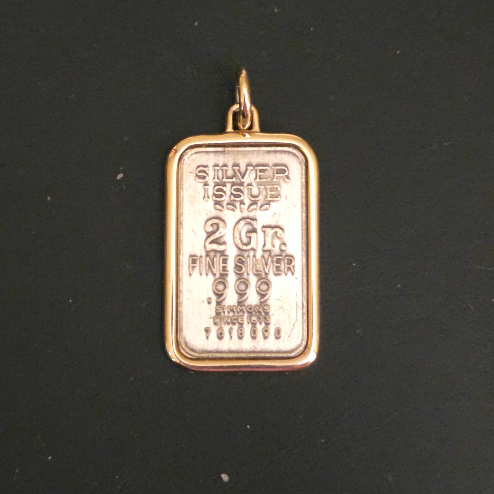 2 x .999 Fine Silver Bar Pendants 1 Gram & 2 Gram Simmons Refining Bullion