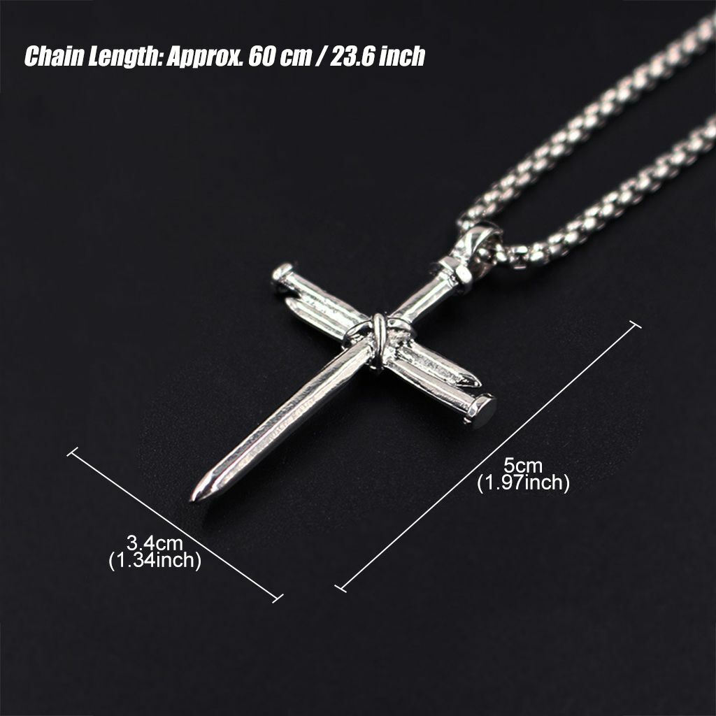 Stainless Steel Male Jesus Christ Nail Cross Crucifix Pendant Necklace Chain USA