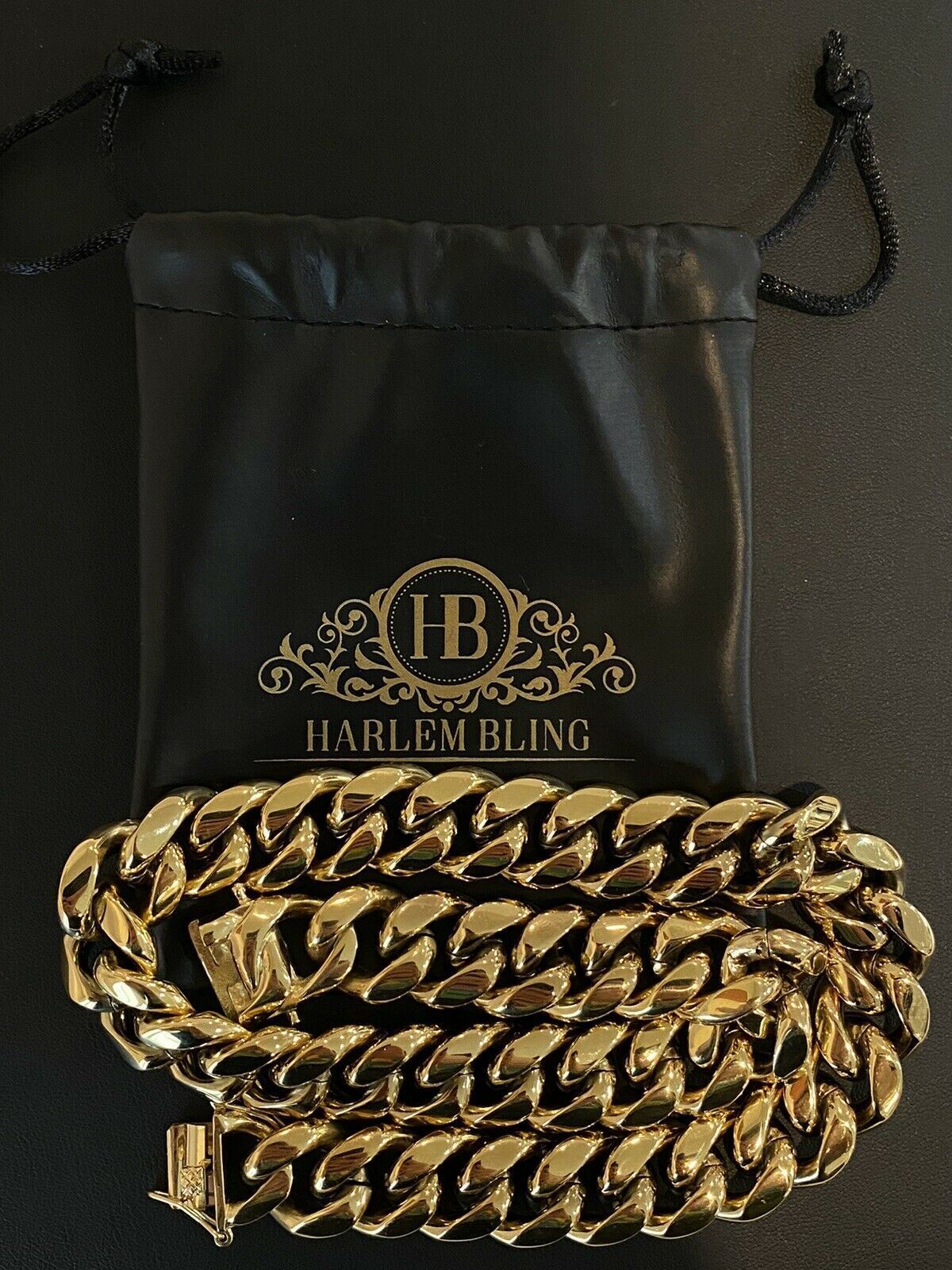 18mm Kilo Chain Solid 14k Yellow Gold Plated SS Miami Cuban Necklace Choker
