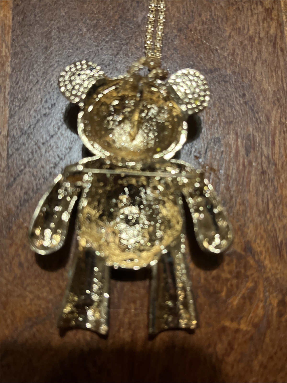 Betsey Johnson Teddy Bear Necklace Brooch Crystals 16” Chain Signed *READ*
