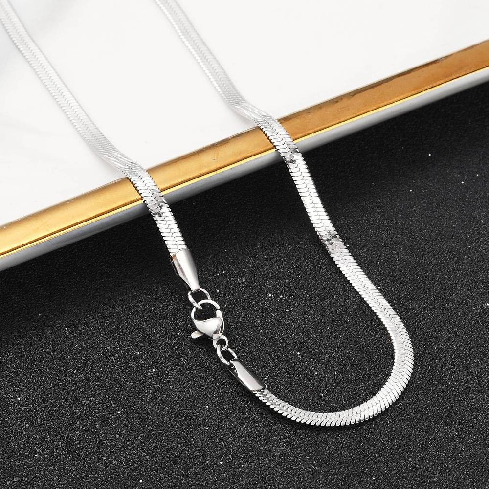 Chain Necklace Stainless Steel Snake Chain Silver 17.7 in N114