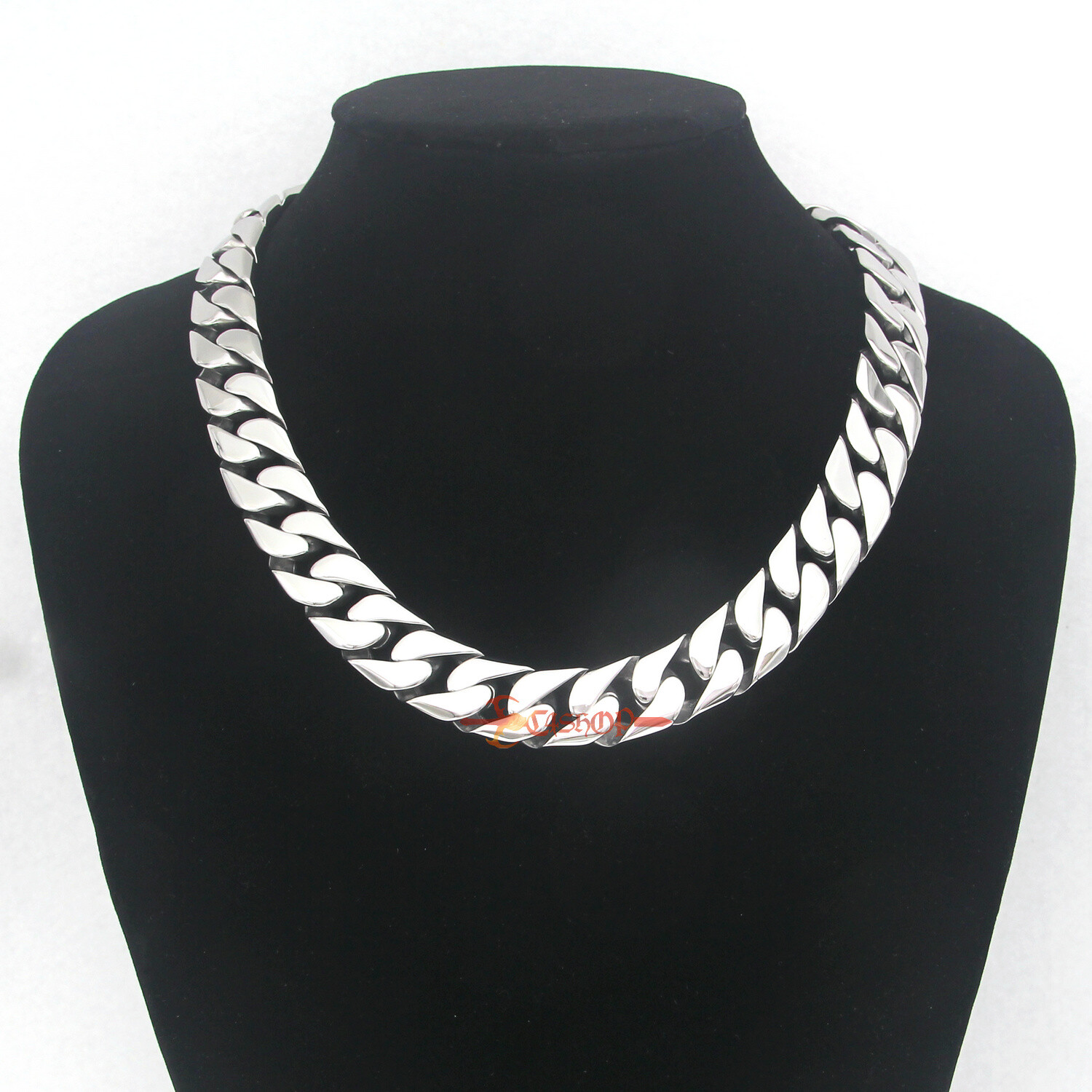 Heavy Stainless Steel Curb Cuban Chain Mens Necklace Bracelet Polish 17mm 18-30″