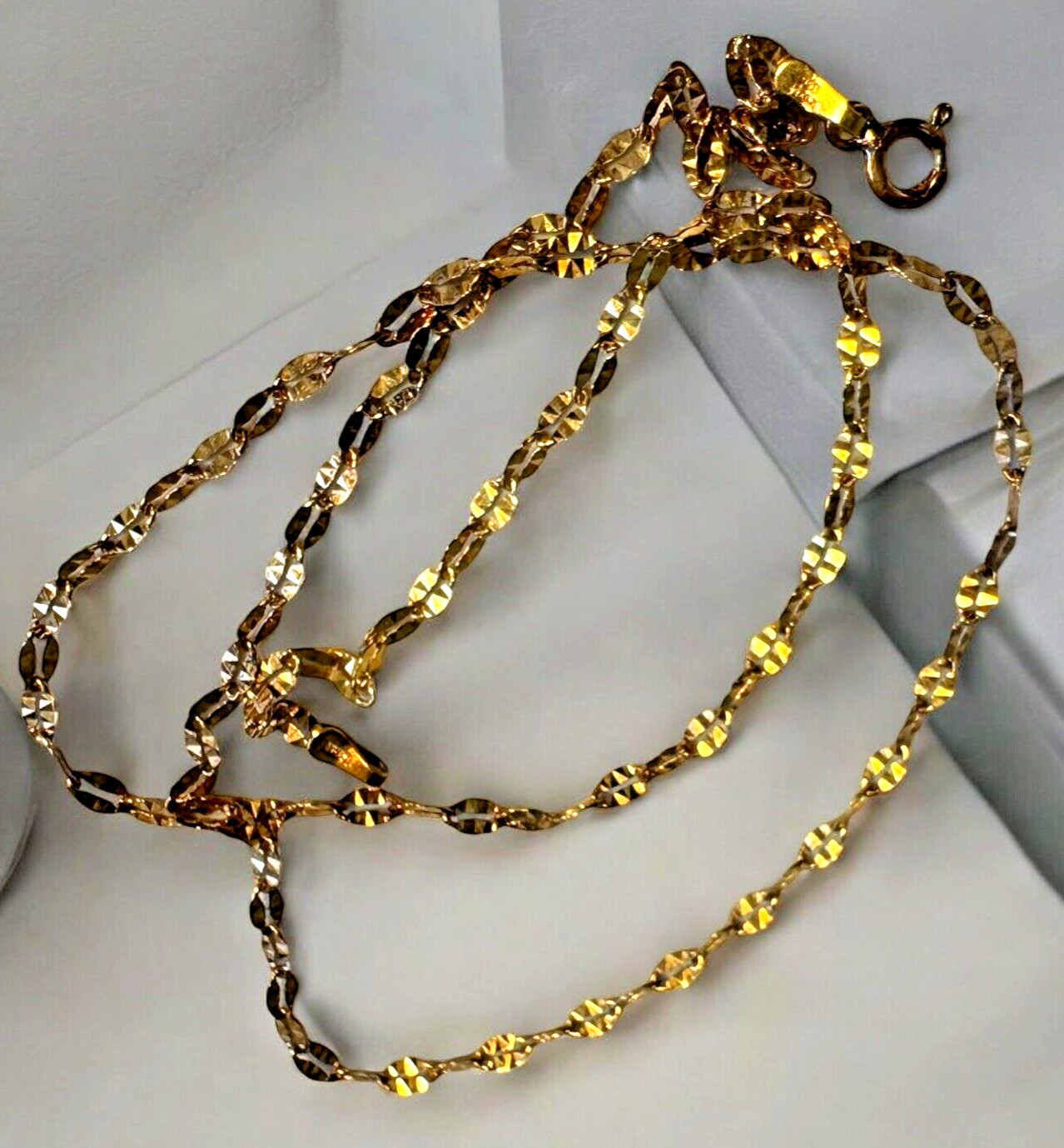 925 sterling silver Italy Diamond Cut Sparkle Vermeil Chain 18”signed Lirm
