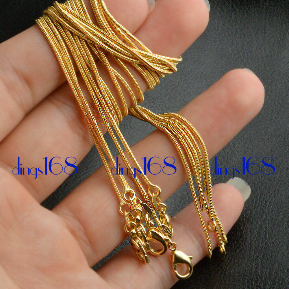 GENUINE 18K Yellow Gold Filled Hypo-allergenic 1.2mm Snake Chain Necklace 16~38″