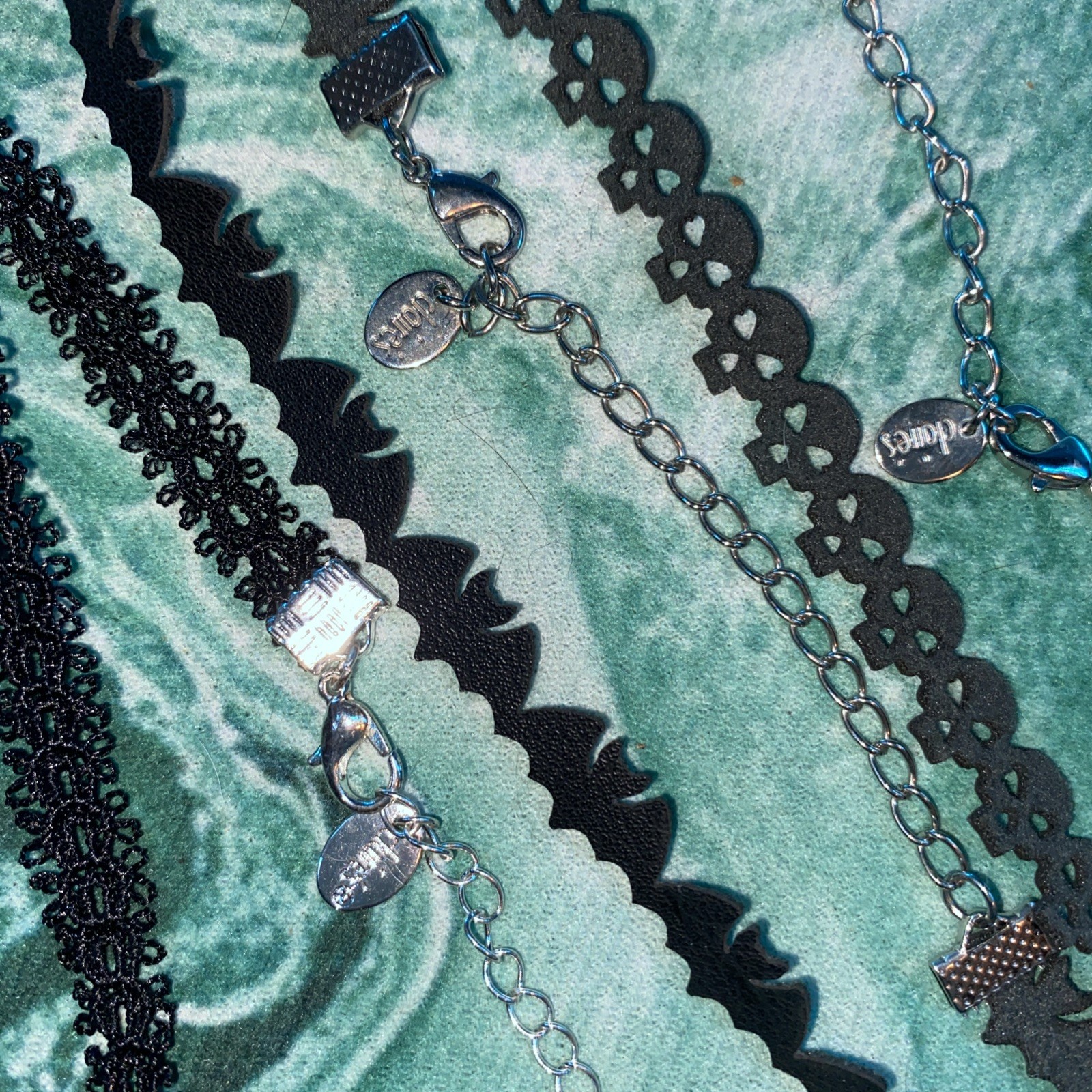 8 Chokers (4 lace-like, 2 string with pendants, 2 chains)