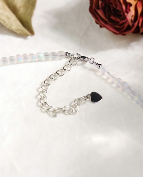 Angel Aura Quartz 4mm Round Beaded Gemstone Choker Healing Women Necklace Gifts