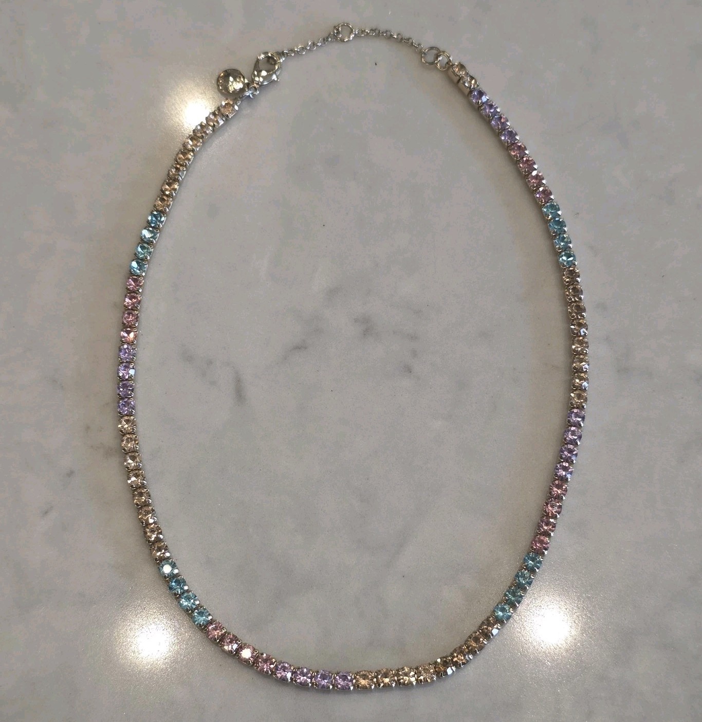 J. Crew Rainbow Crystal Rhinestone Tennis Choker Necklace