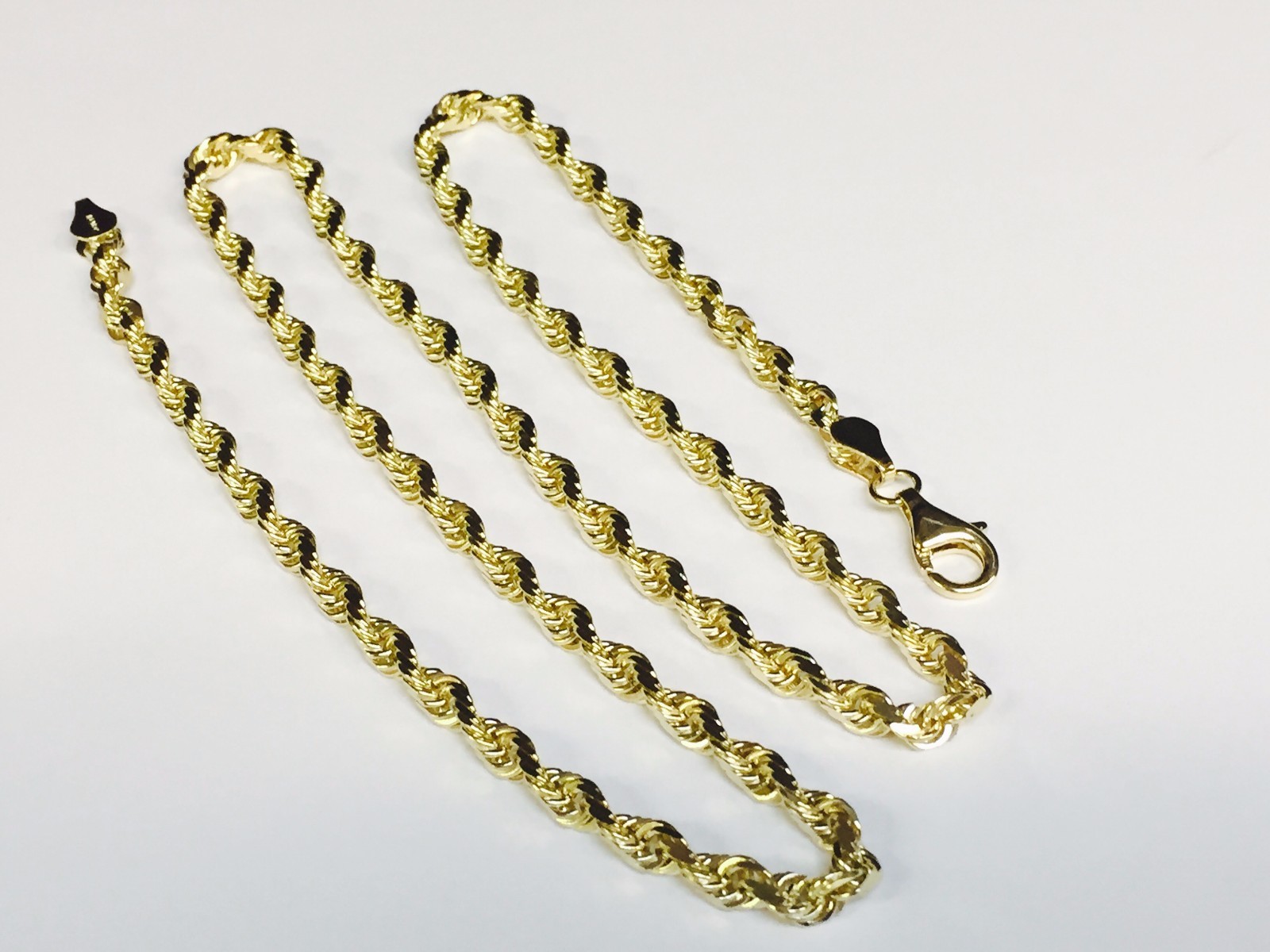 10k Yellow Gold 22″ Solid Diamond Cut Rope Chain Necklace 4 mm 19 Grams