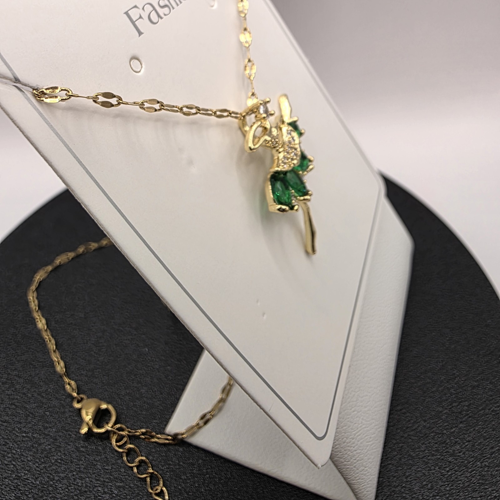 Stainless Steel Copper Plated 16″Necklace w/28mm Cz Ballarenia Pendant