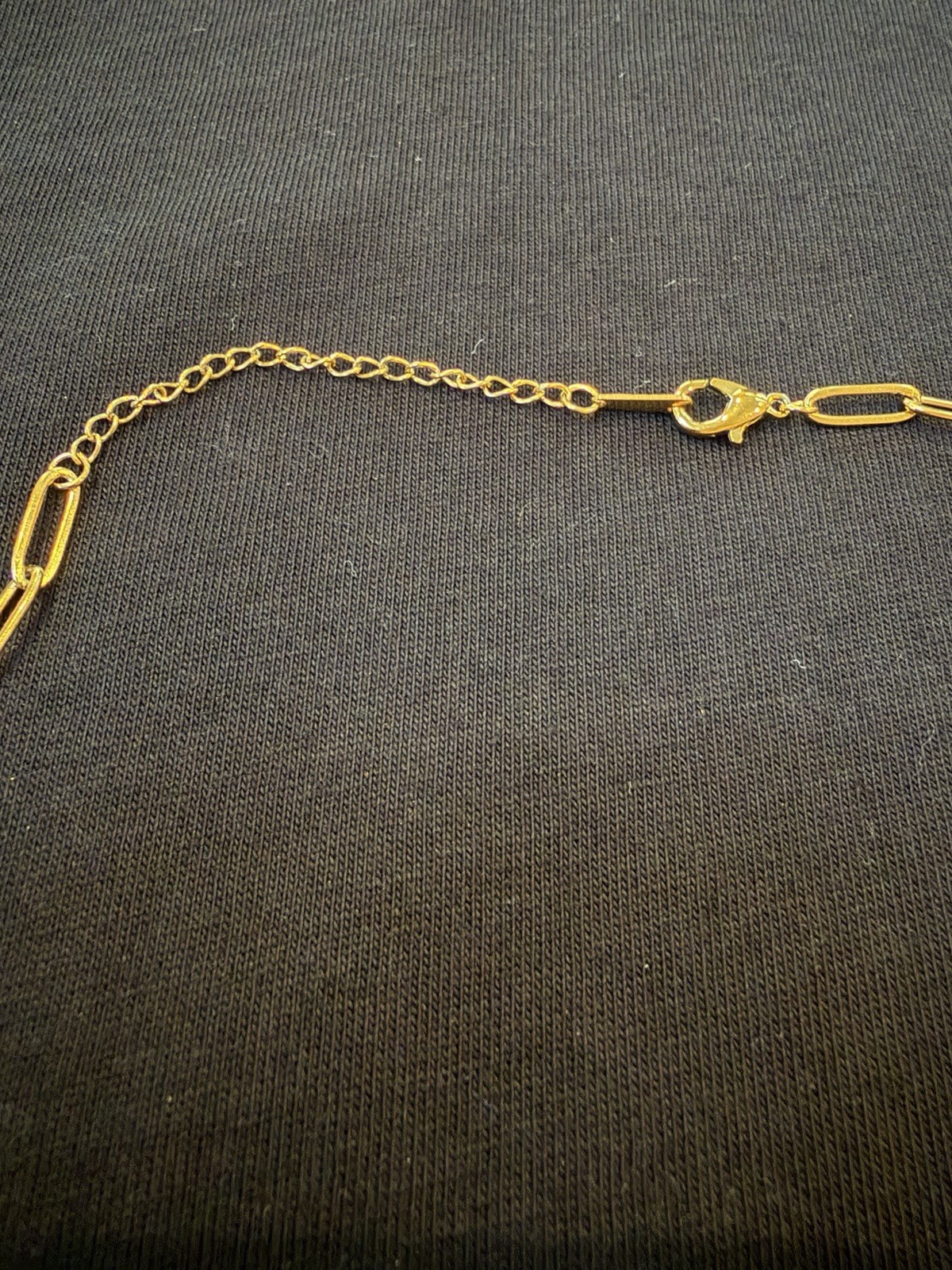 Gold Tone Oval Link Chain Necklace – Adjustable Spring Ring Clasp, No Stone