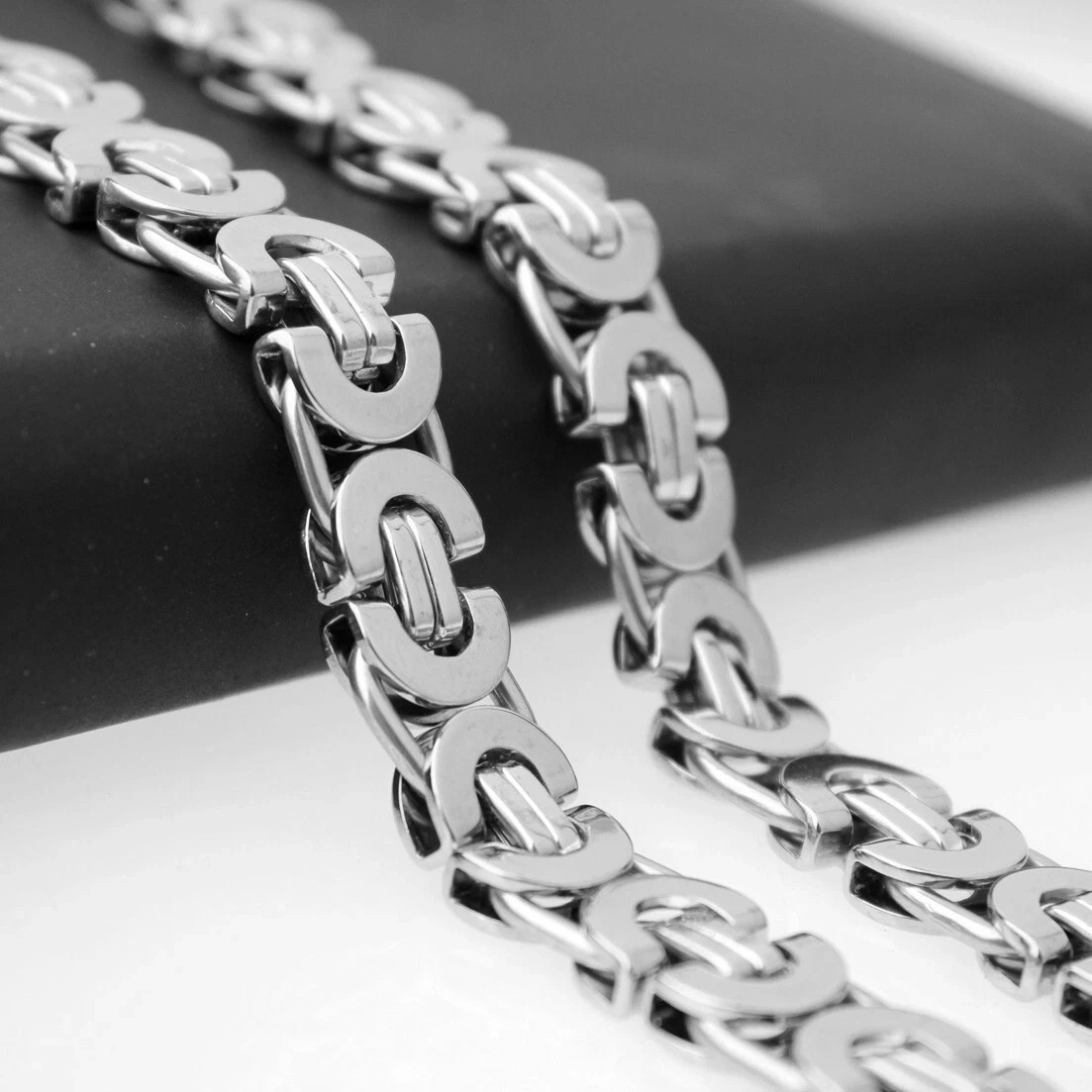Stainless Steel Flat Byzantine Chain Necklace 6-11mm Men’s Fashion Jewelry Gift