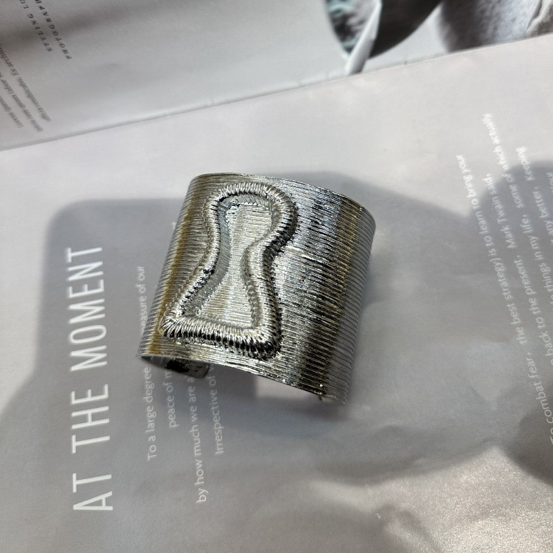 KeyHole Schiaparelli Inspired 3 In SILVER Cuff Fits 6.5-8.5 Inch Wrist