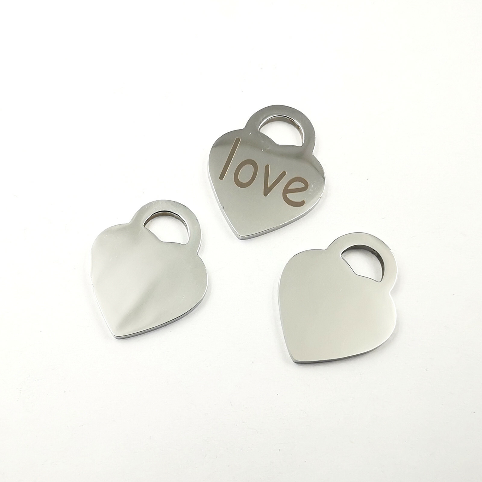 Personalize polishing Stainless steel heart pendant carving Name, text