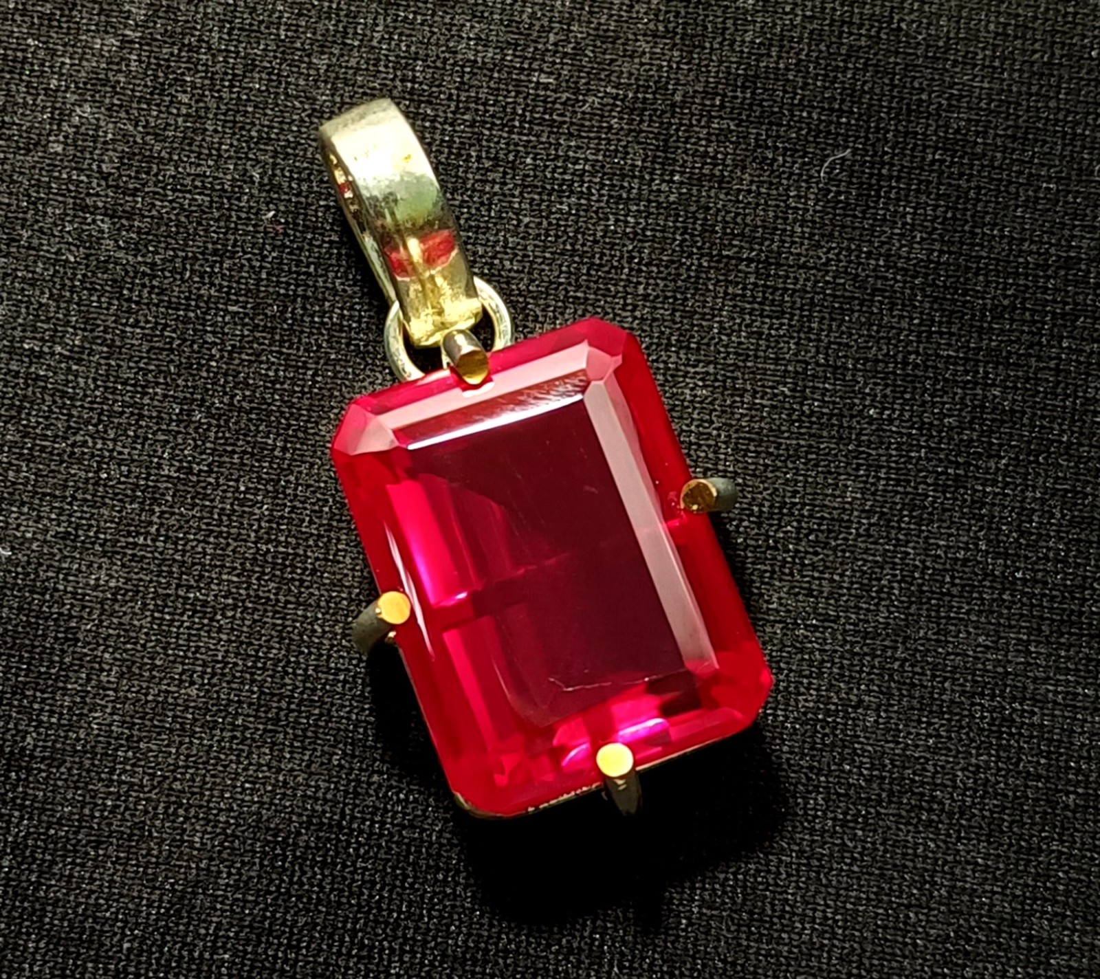 Natural Certified Red Ruby 45.20 Ct Emerald Cut Loose Gemstone Silver Pendant