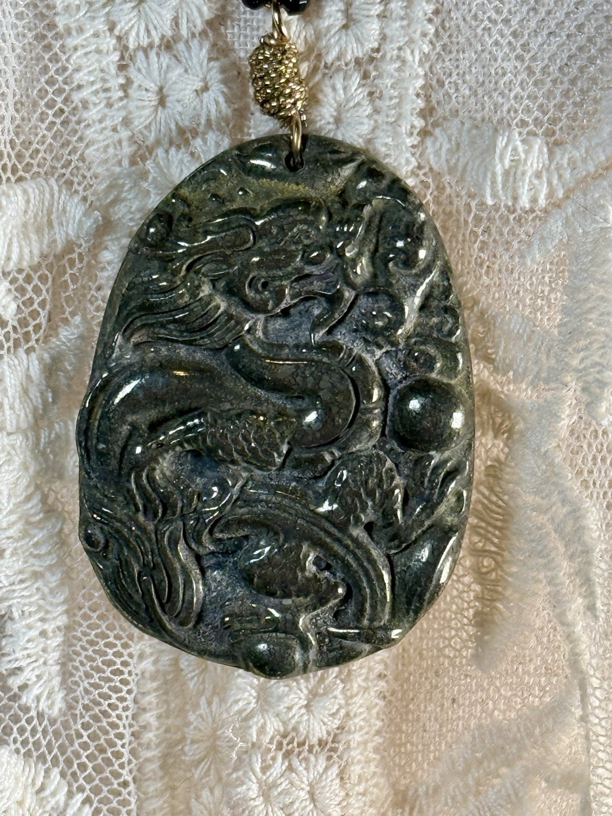 Dragon Pendant Necklace Black/Grey – Estate