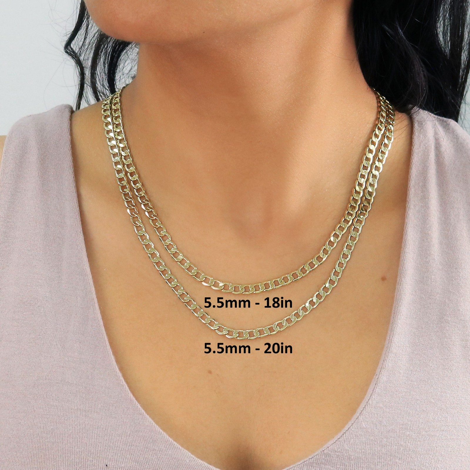 10K Yellow Gold 5.5mm Italian Cuban Curb Chain Link Necklace Mens Women 16″- 30″