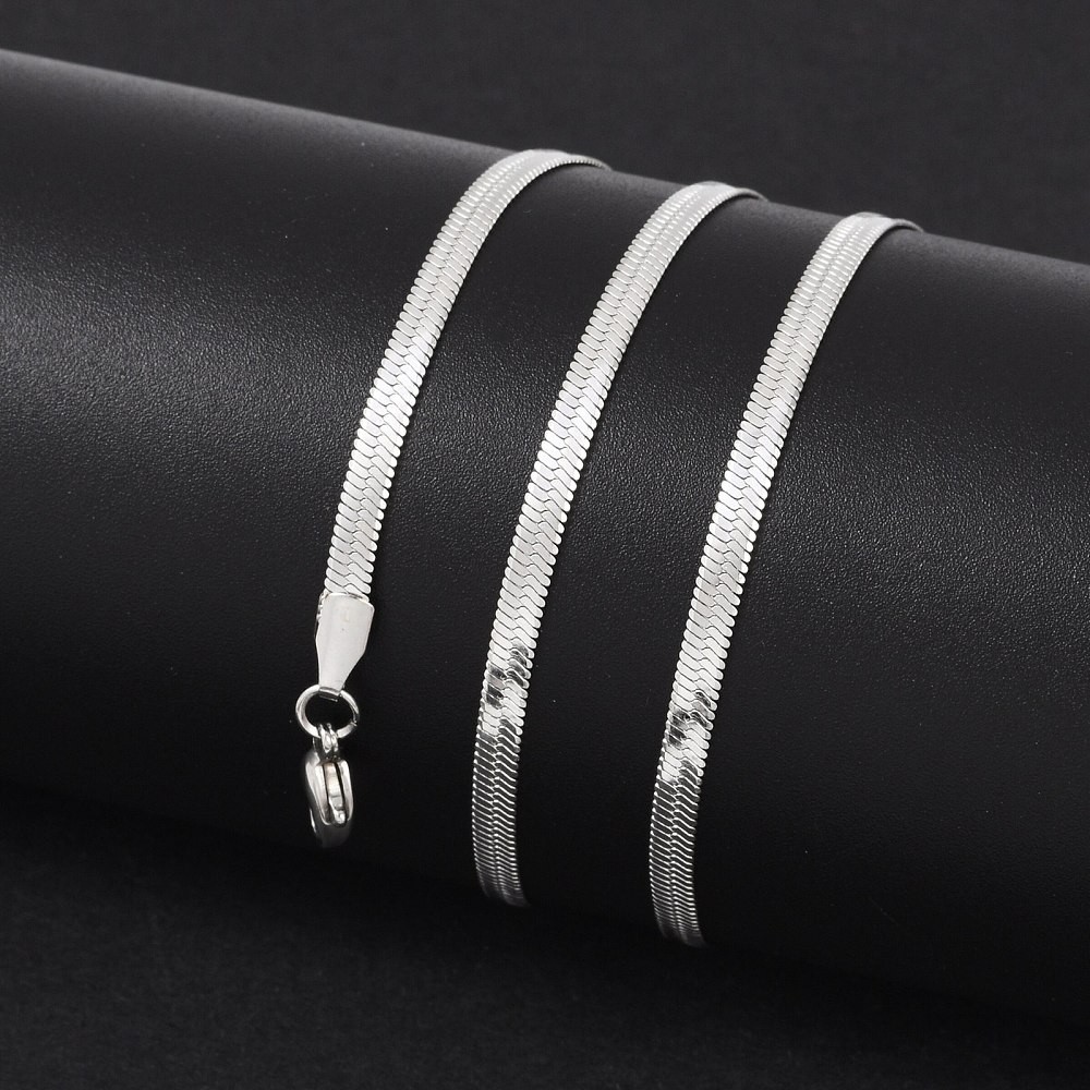 Chain Necklace Stainless Steel Snake Chain Silver 17.7 in N114