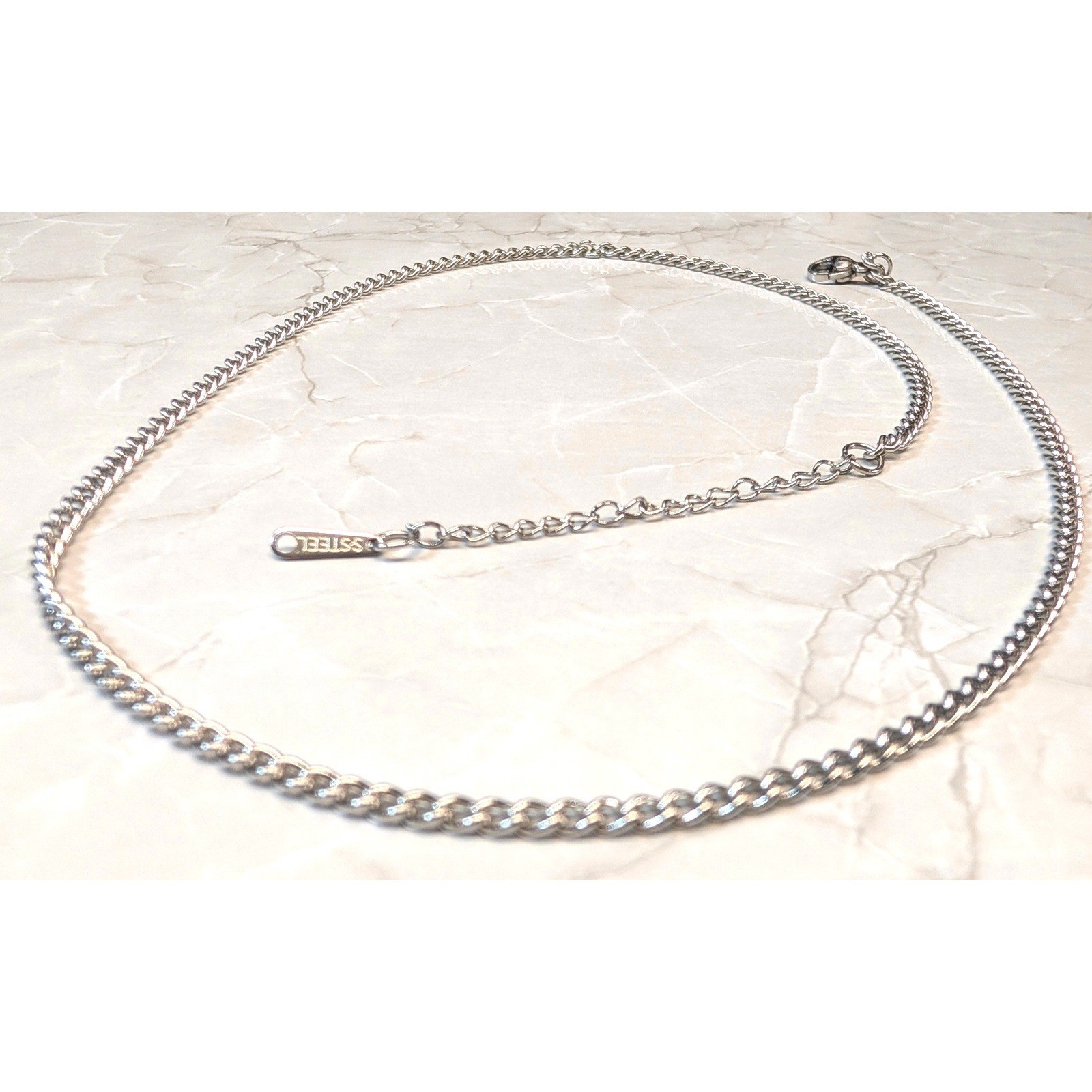 New Stainless Steel Chain Necklace Women Men Silvertone 20″ Minimalist for Medal