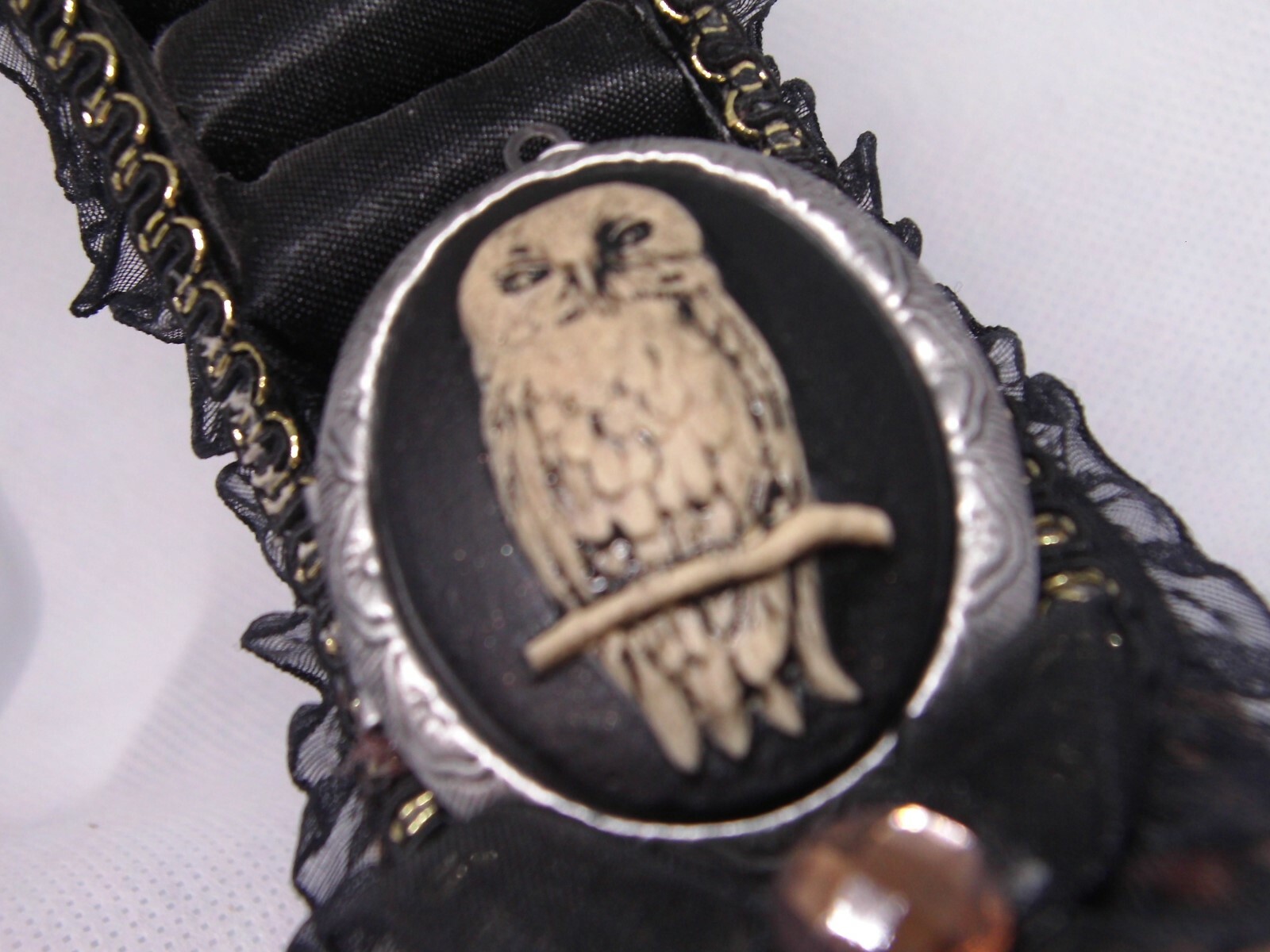 Barn Tree Owl Locket cameo Necklace Photo Memory Keepsake box Pendant pill box