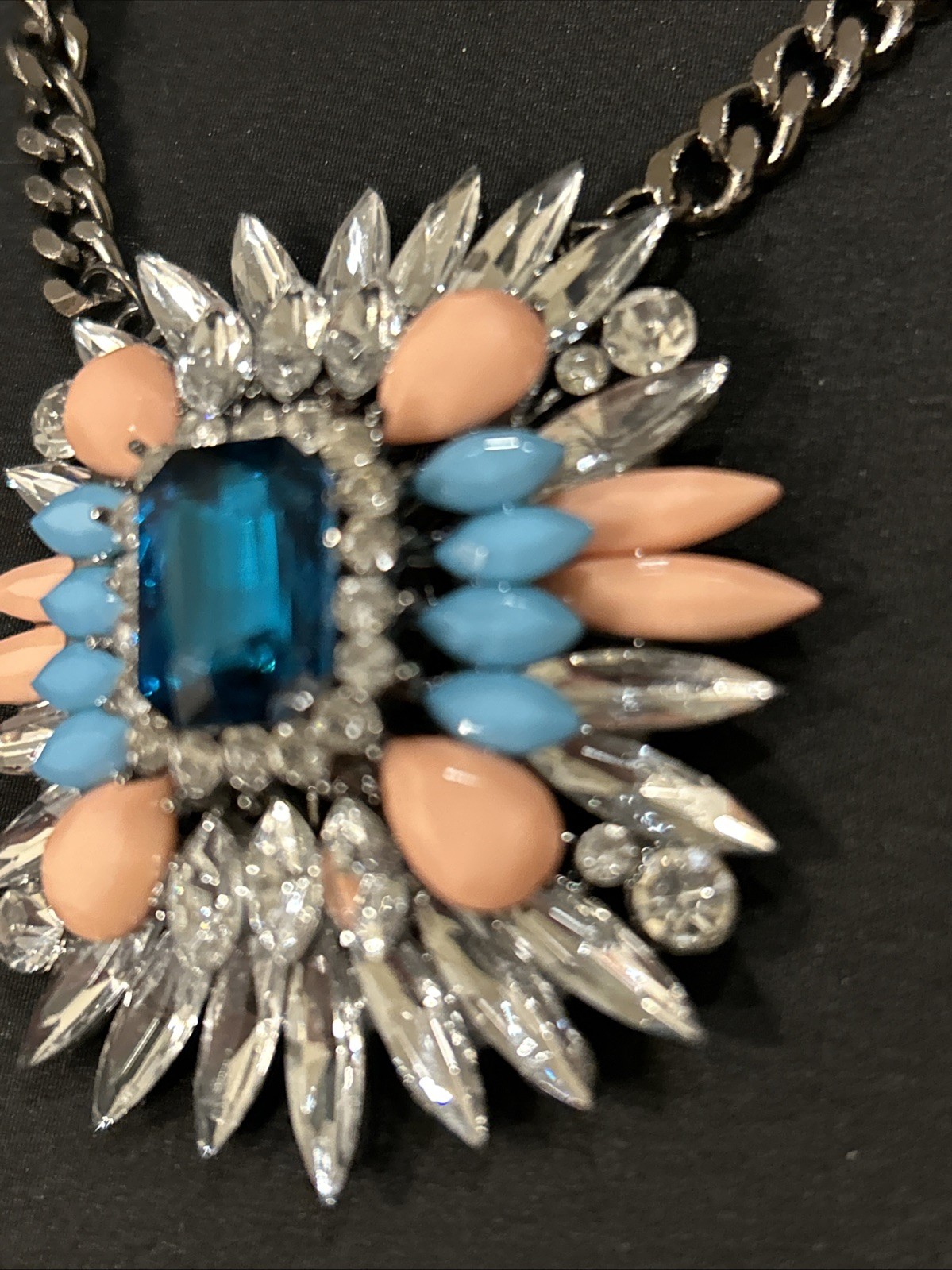J CREW Star Burst Rhinestone BLING STATEMENT Necklace