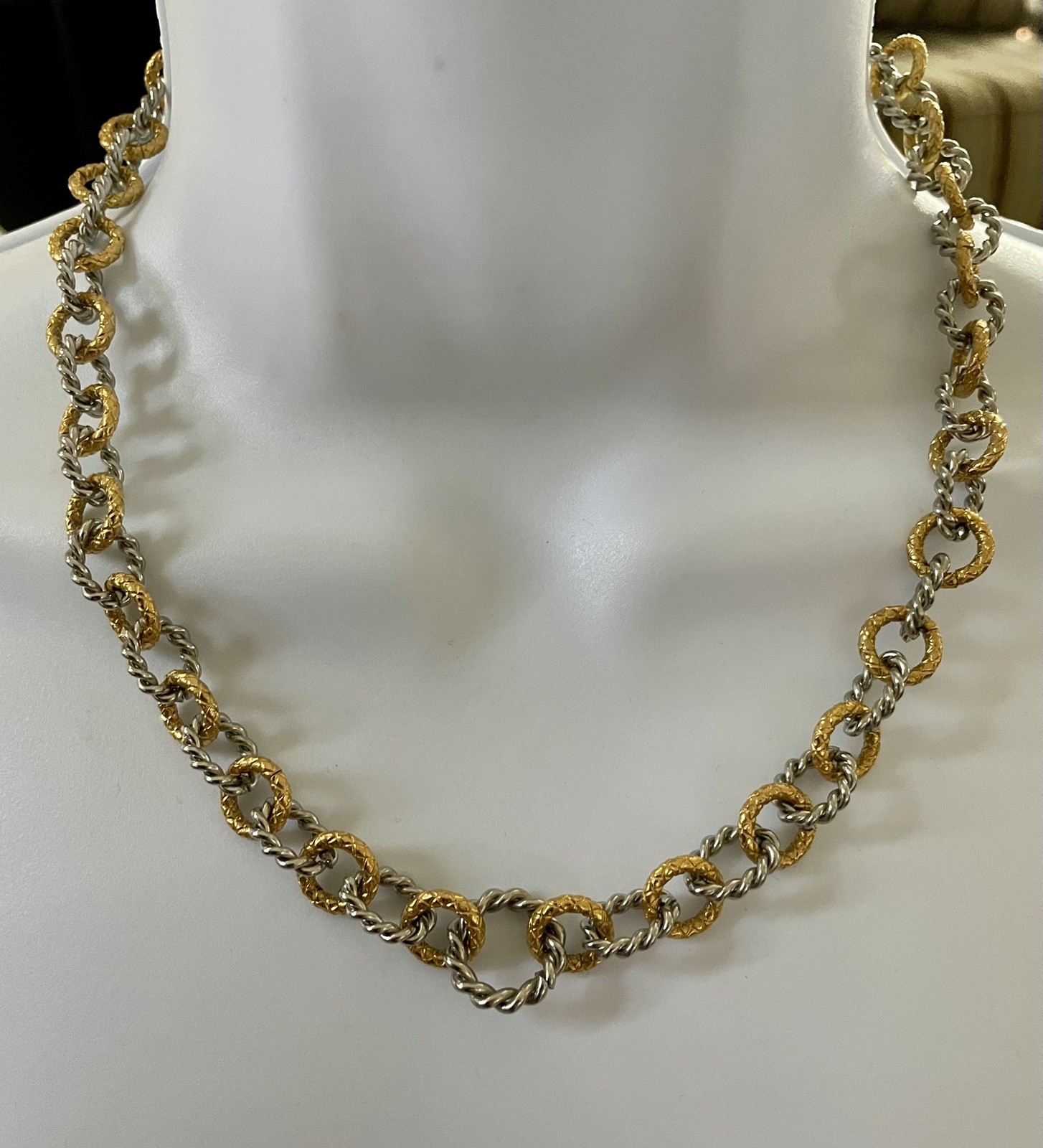Emma Skye DSMK Stainless Steel/Gold Plate Chunky Necklace with Crystal Enhancer