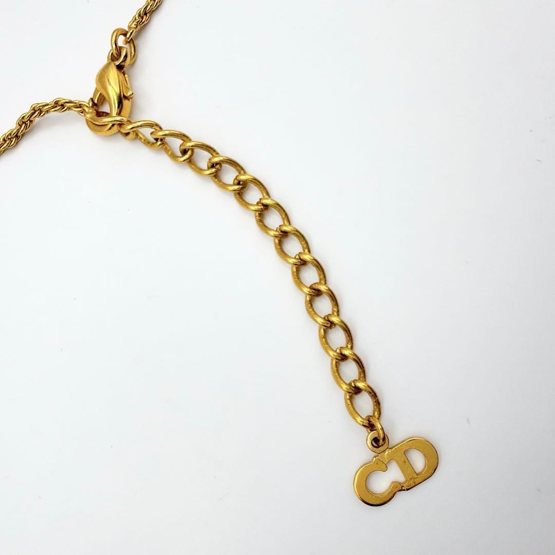 Dior Pearl Necklace CD Logo Adjustable Engraved Gold