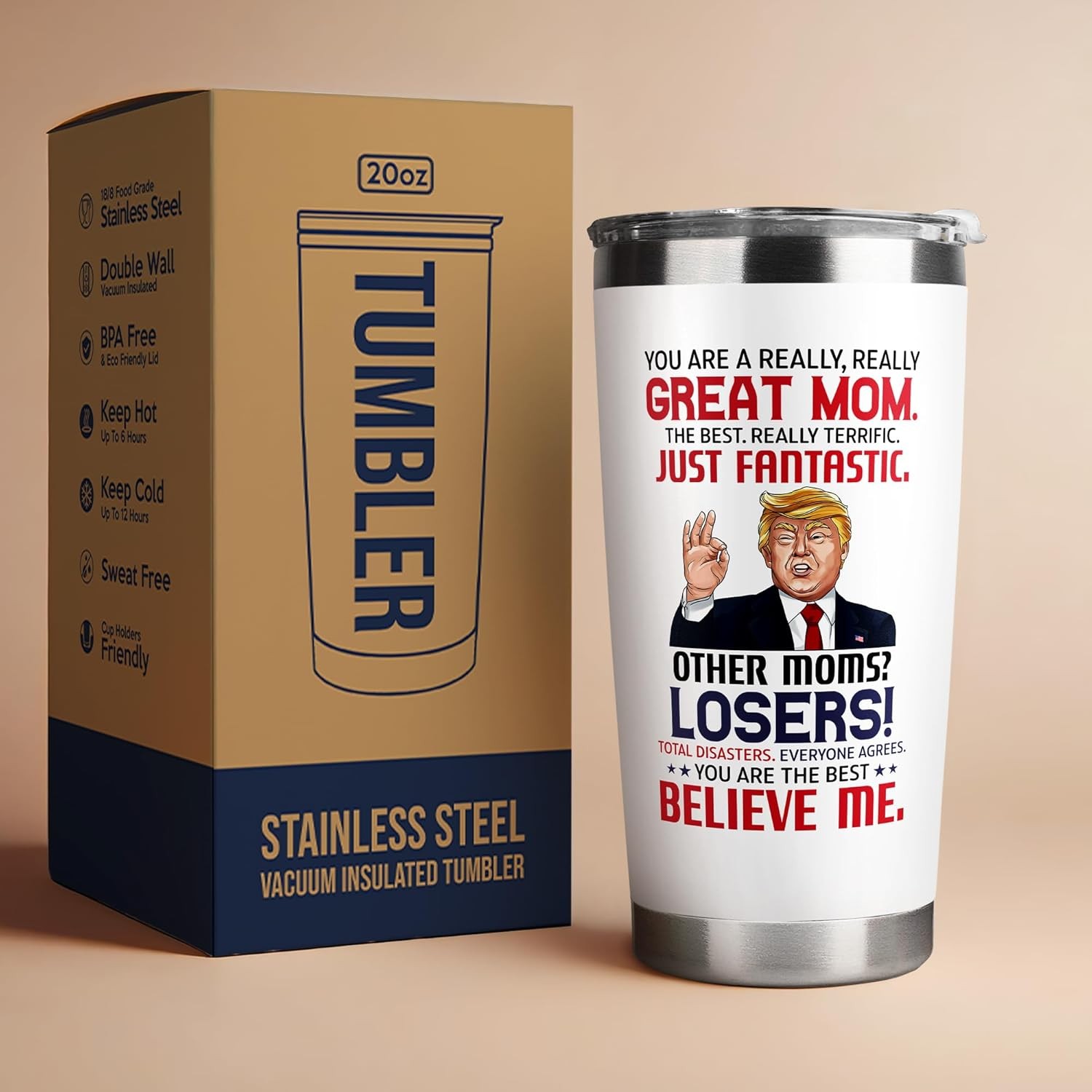 Mom Gift 20oz Stainless Steel Tumbler Birthday Christmas Valentines Day Cup Set