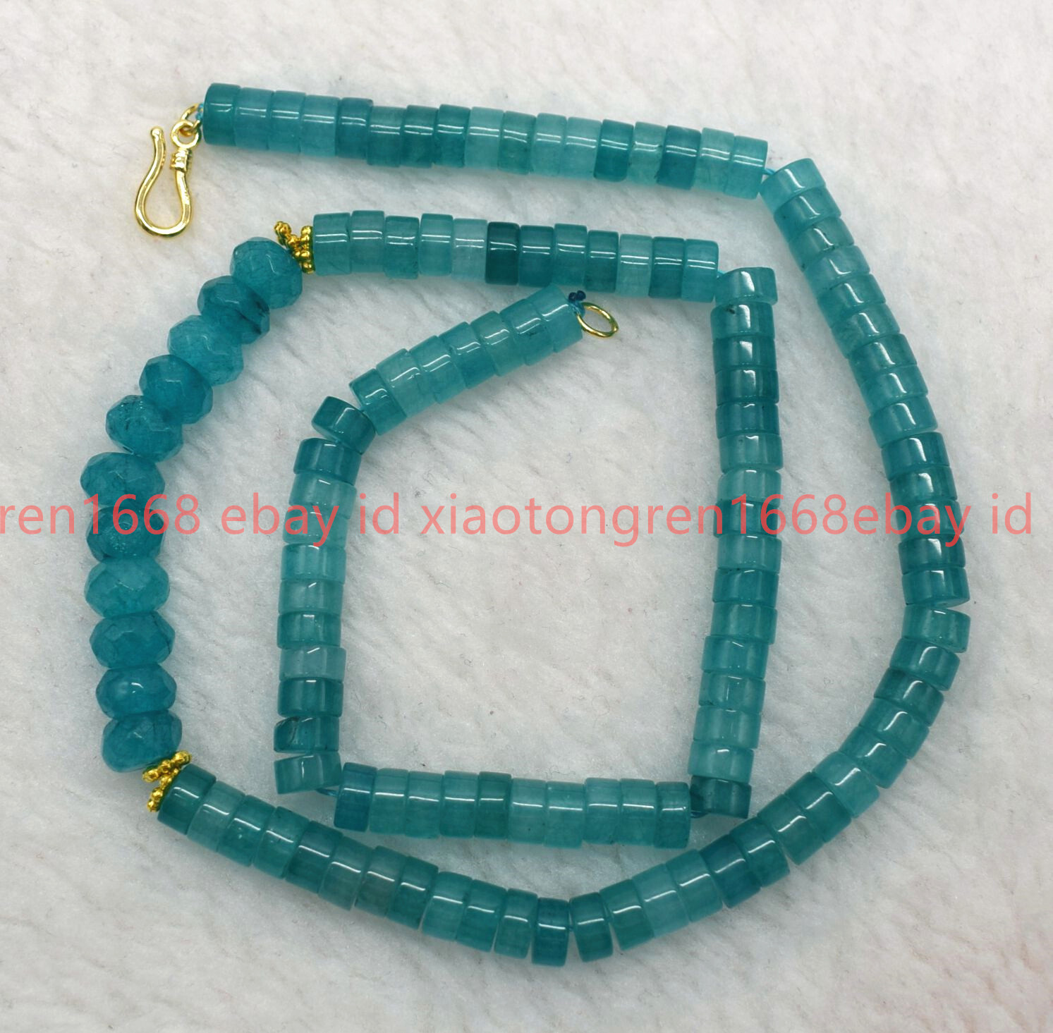 Natural 3x6mm Cylinder Blue Amazonite & 5x8mm Rondelle Beads Necklace 16-24in