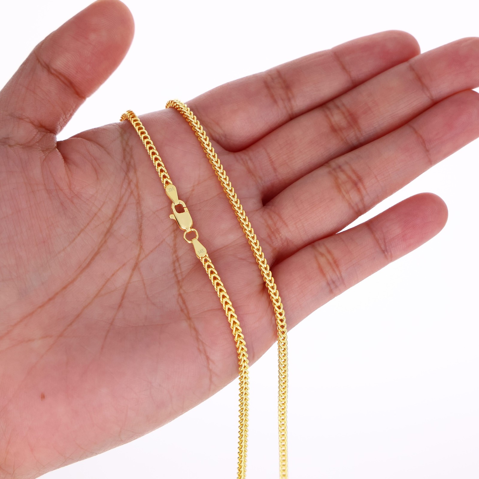 14k Yellow Gold 2.5mm Franco Box Square Wheat Foxtail Bracelet Chain Mens 8″