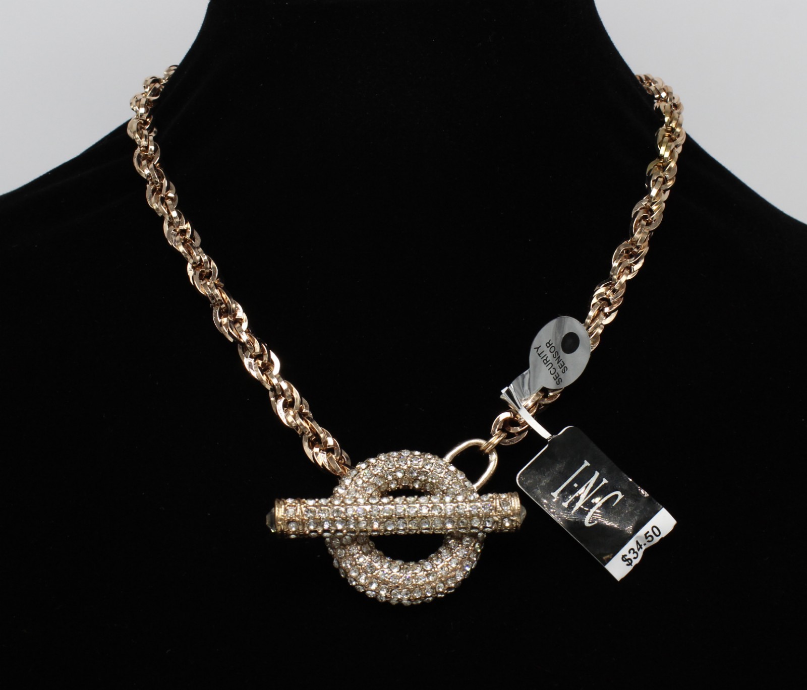 New Rose Gold Crystal Pave Toggle Necklace by INC. #N2219