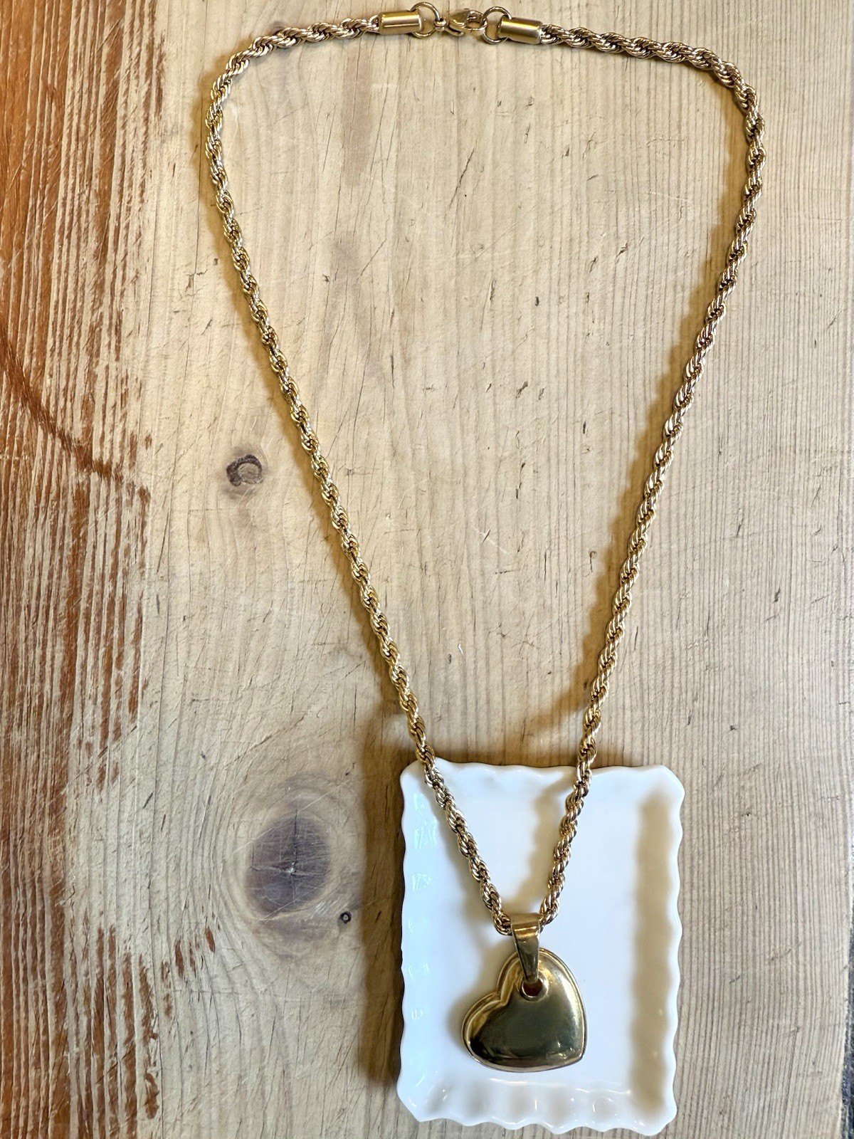 Modern Gold-Toned Heart Pendant Necklace With Gold-Toned 20” Chain
