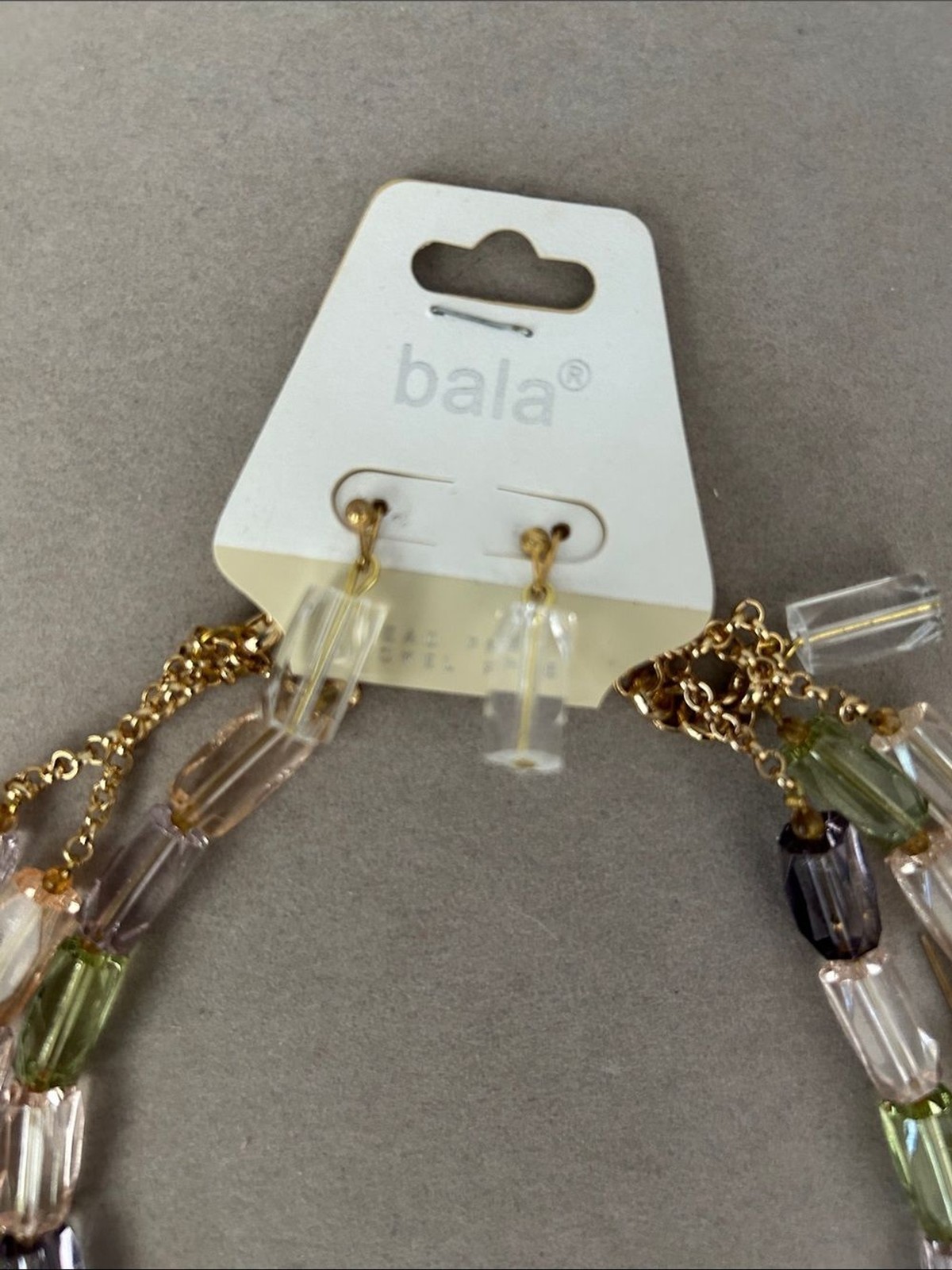 Bala Multistrand Faceted Bead Necklace in Pastel Green, Lavender, Pink, Clear