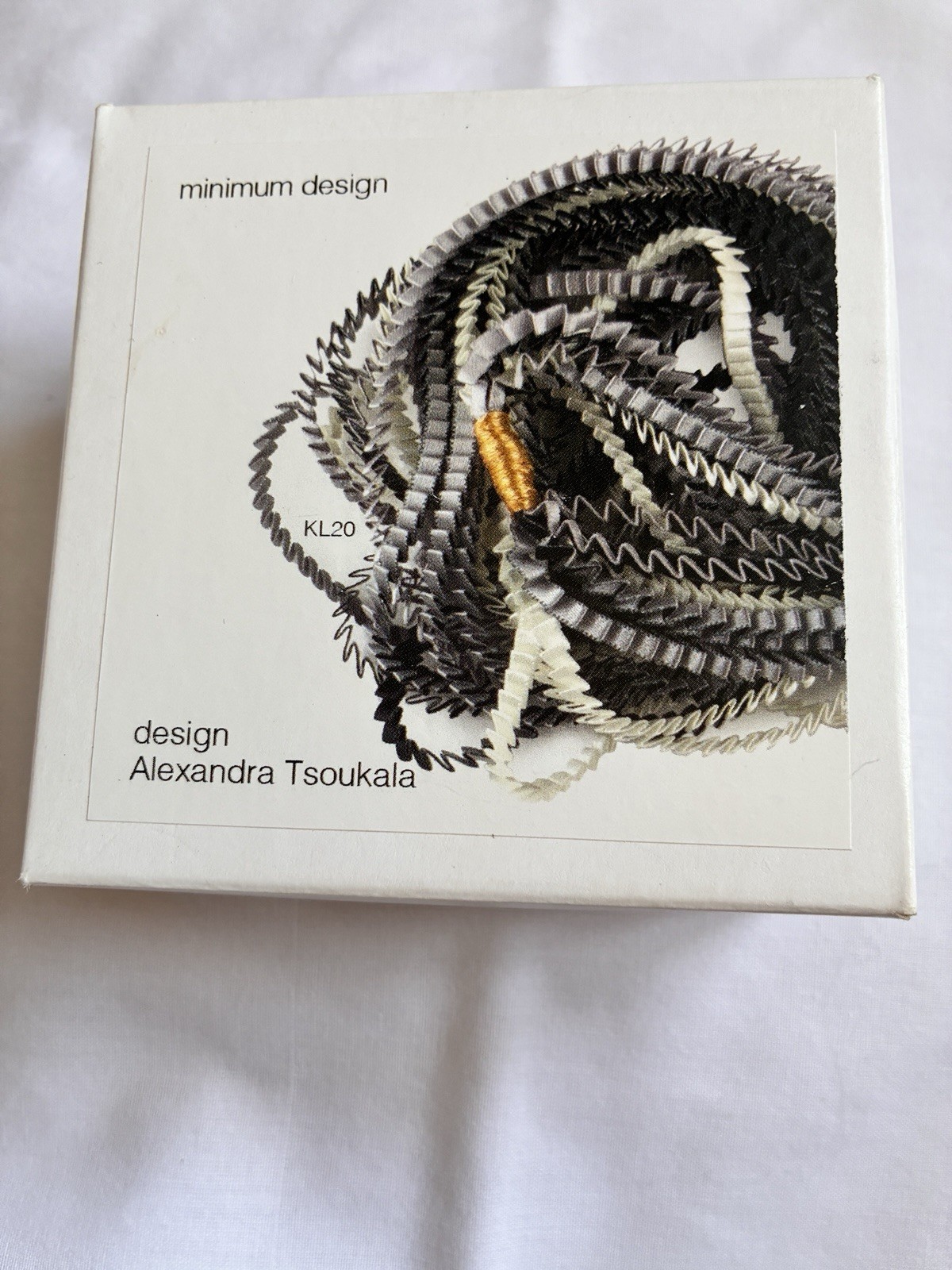 Alexandra Tsoukala KL20 Multi Strand Pleated Necklace Black Grey Ivory Boxed
