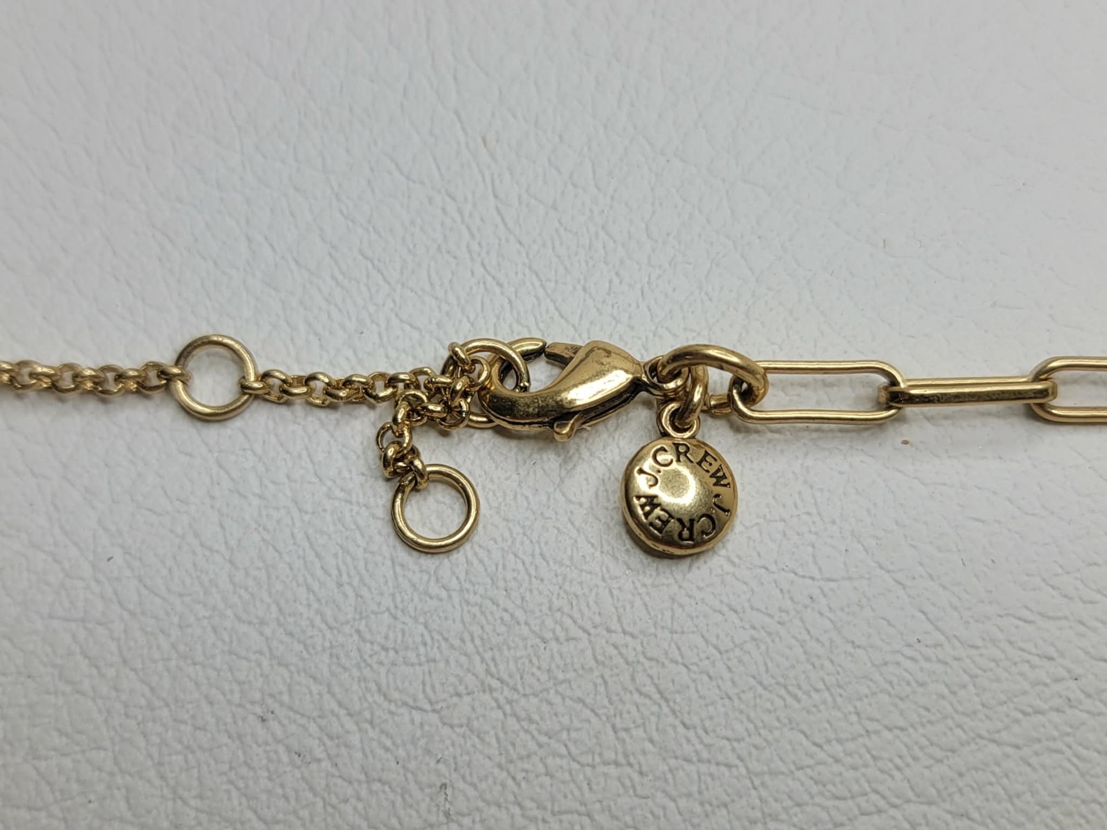 J.CREW 28″ Liberty Fabric White Floral Print Gold Color Chain Necklace