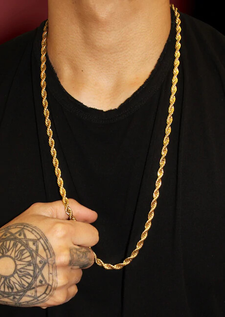X2 – Gold 18K over 316L Stainless Steel 6mm Thick Rope Chain Necklace 24 inch