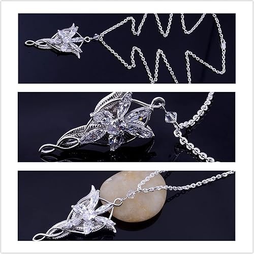 3 Set Lord of the Ring Elven Leaf Aragorn Arwen Evenstar Pendant Chain Necklace