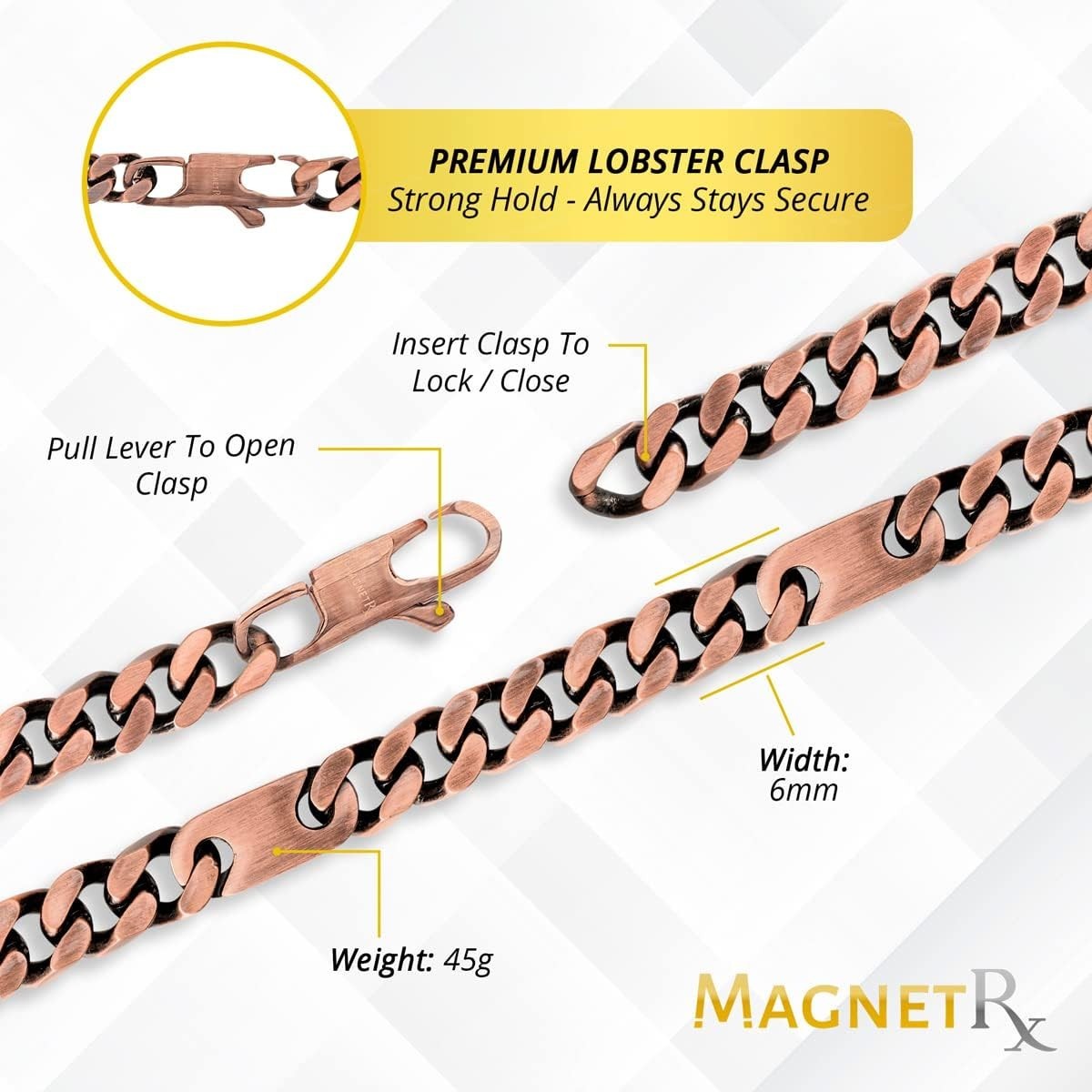 MagnetRX Copper Magnetic Necklace for Men and Women Necklace Effective 24 Inches