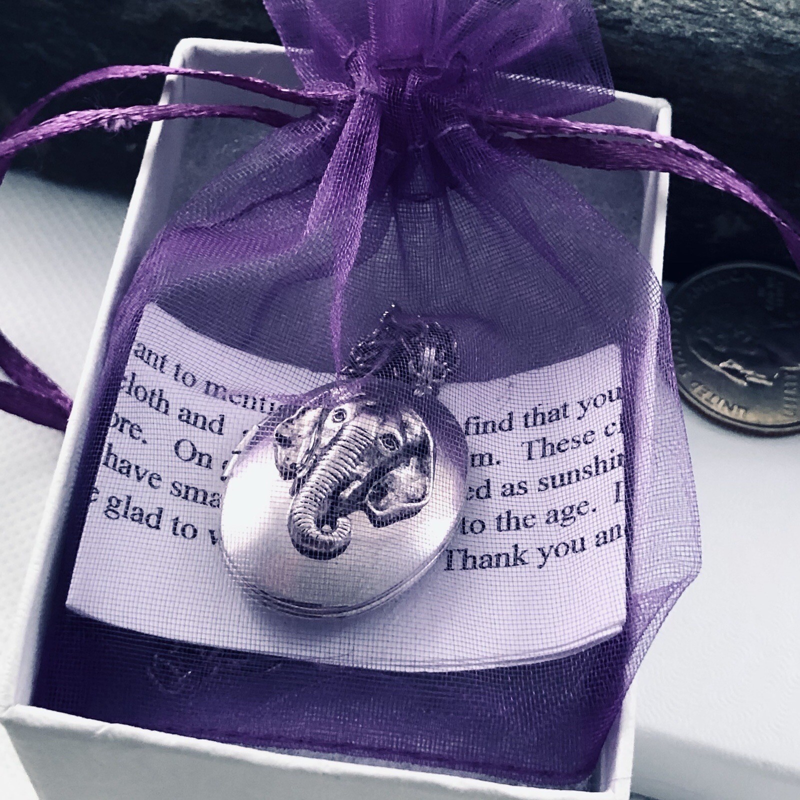 Vintage Elephant Head Locket Necklace, Silver plated Photo Pendant, Pillbox